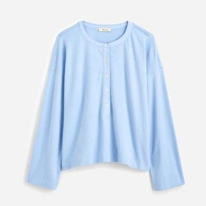 NWT Madewell Relaxed Henley Long-Sleeve Tee Shirt Peri Blue Size XS